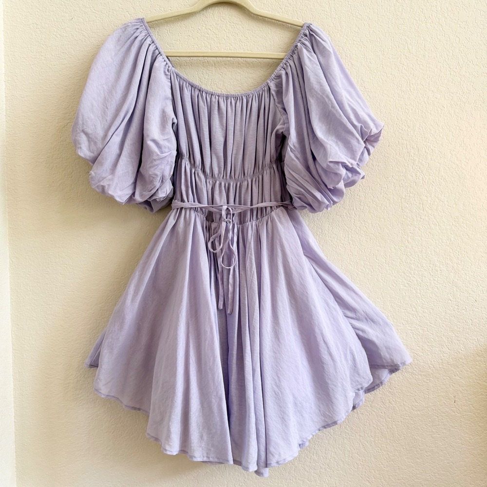 Altard State Romantic Milkmaid Puff Sleeve Babydoll Mini Dress Sz L Fairy